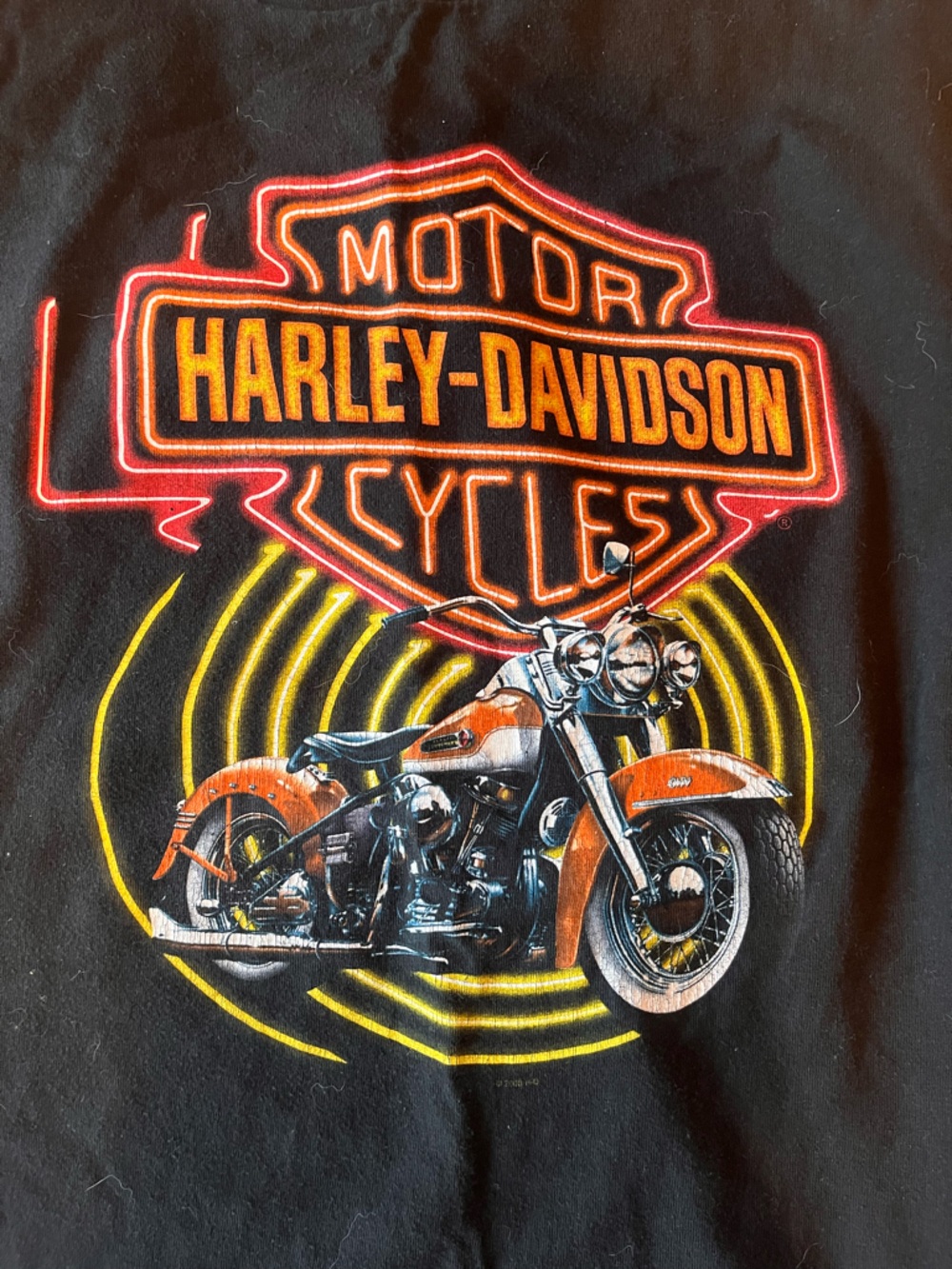 ***VINTAGE 2003***Harley-Davidson Black Tee with Orange & White Logo